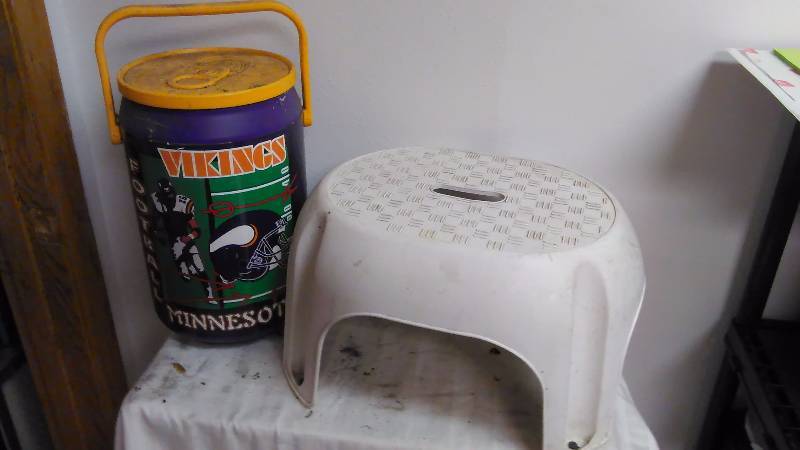 Vikings Cooler and plastic step stool
