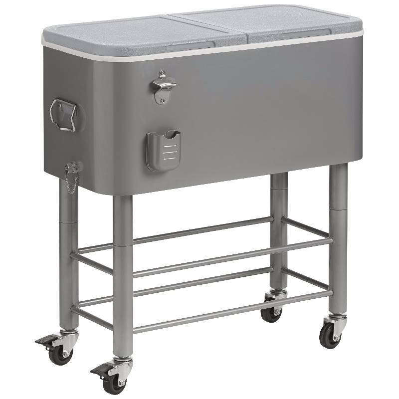 lot 17 image: Alcove Entertainment 77-qt. Rolling Party Cooler - Silver