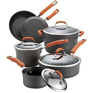 lot 19 image: Rachel Ray 10-pc. Hard Anodized Cookware Set