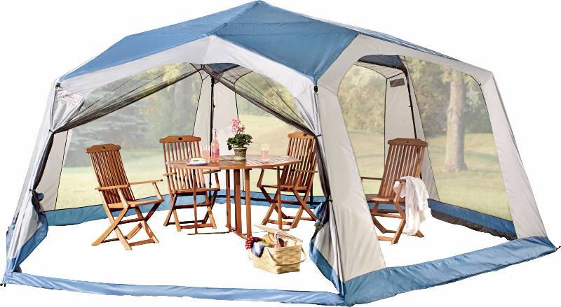 lot 14 image: Texsport Party Hut 17 x 15 Hexagon Screen Arbor