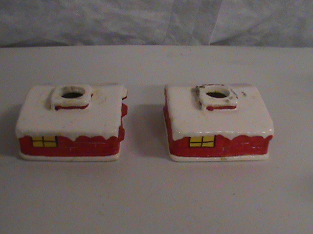 lot 109 image: Christmas Cabin Candle Holders