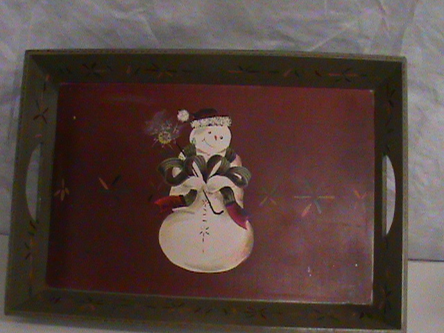 lot 110 image: Christmas Serving TrayWood with Frosty