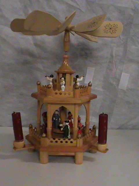 lot 140 image: Handcrafted Wooden Nativity Scene