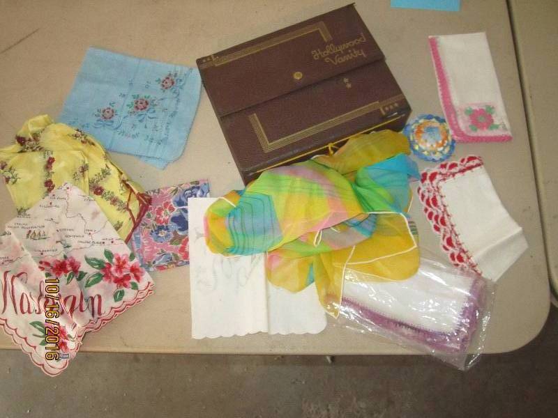 Box of fancy needle work...