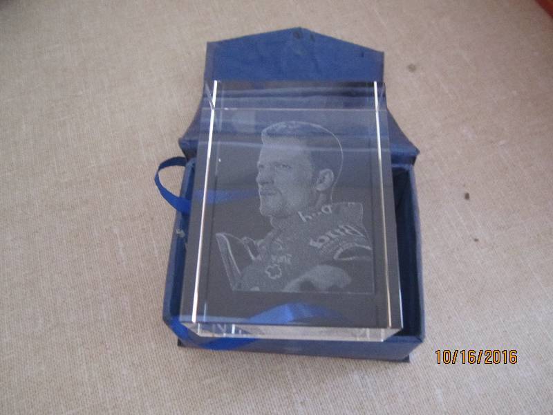 NASCAR glass etched figure in case...