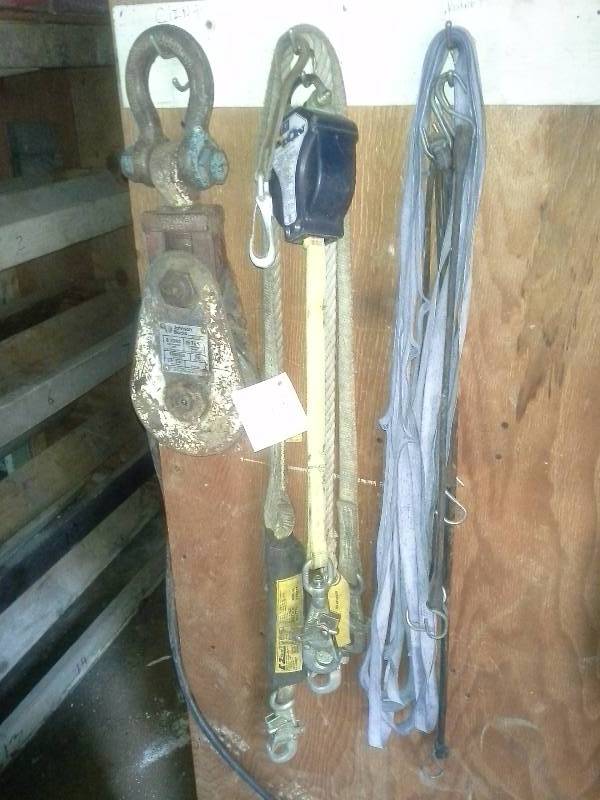 8 ton Blocks(2) and retractable life lines and easy stop shock absorber