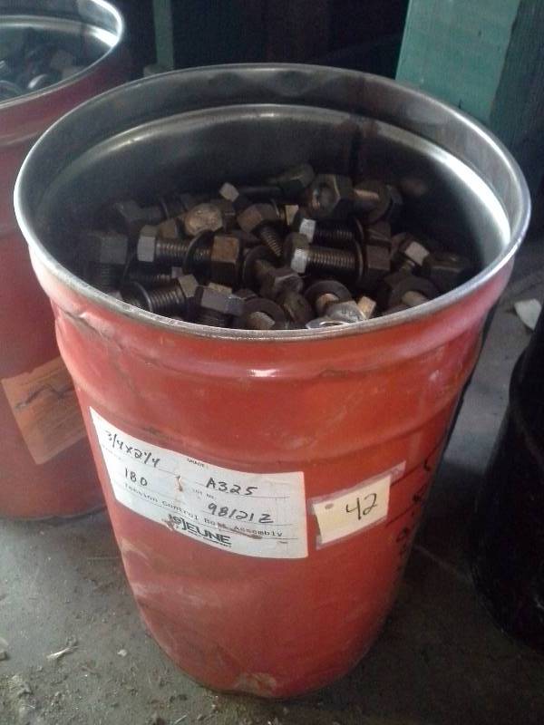 Bucket of ASTM Grade A Bolts, Washers, and Nuts