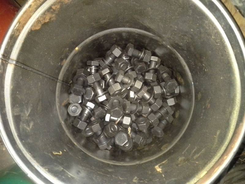 Bucket of Structural Bolts, Washers, and Nuts
