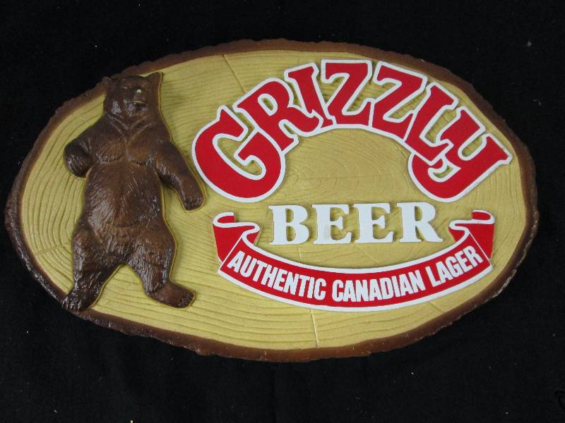 lot 40 image: Grizzly Beer Canadian Lager Beer Sign