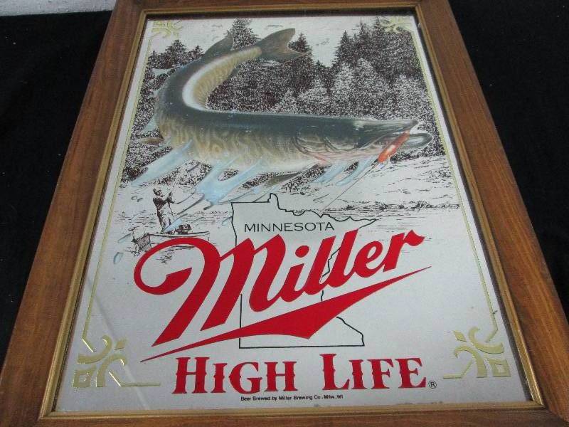 lot 52 image: Miller High Life Minnesota series Muskie Mirror
