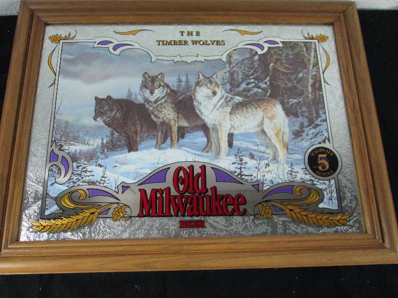 lot 65 image: Old Milwaukee Beer Sign Timber Wolfs