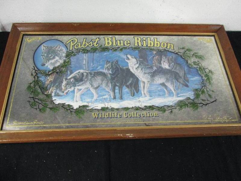 lot 69 image: Pabst Blue Ribbon Beer Timber Wolf Sign