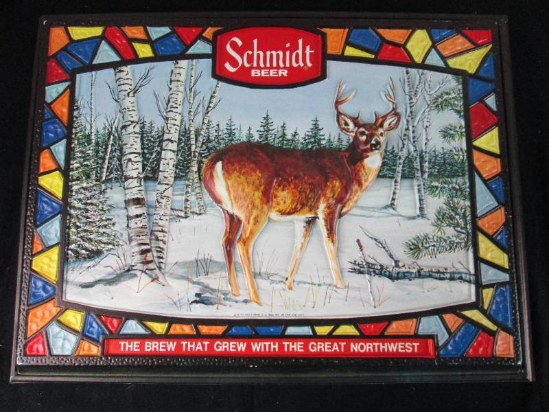 lot 79 image: Schmidt Beer sign White Tailed Deer