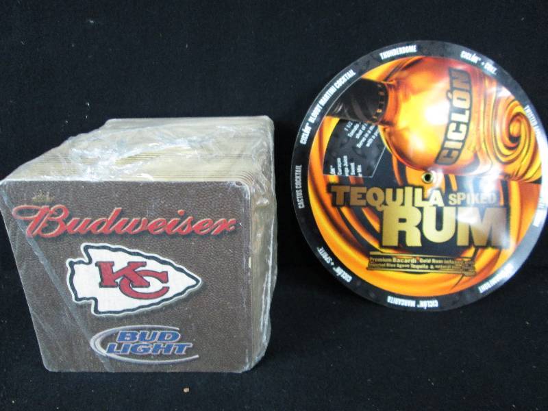 lot 145 image: Budweiser Kansas City Chiefs Beer Coasters.