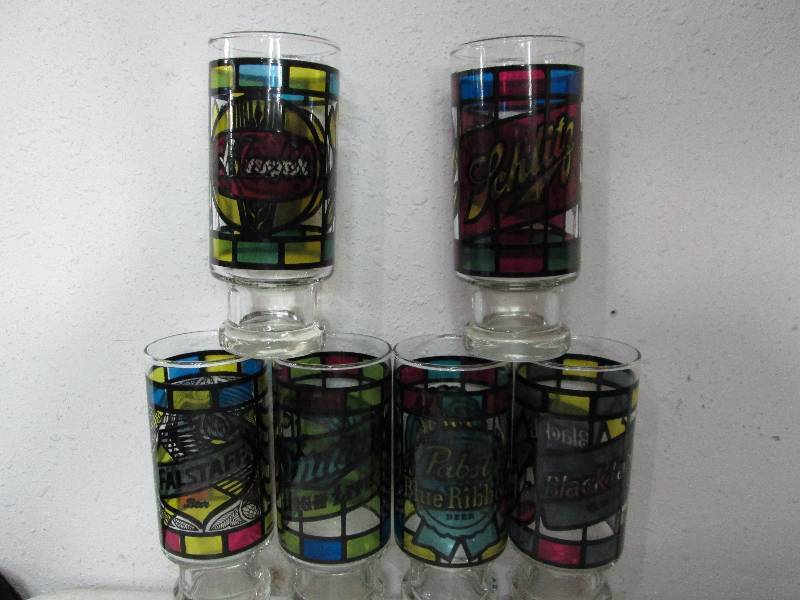lot 149 image: Stained Glass Style Beer Glasses