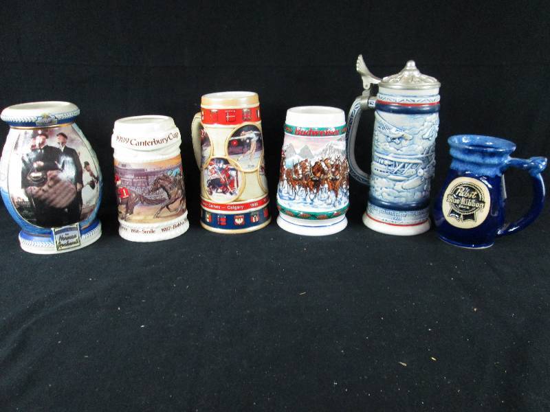 lot 162 image: 6 Different Collectable Beer Steins