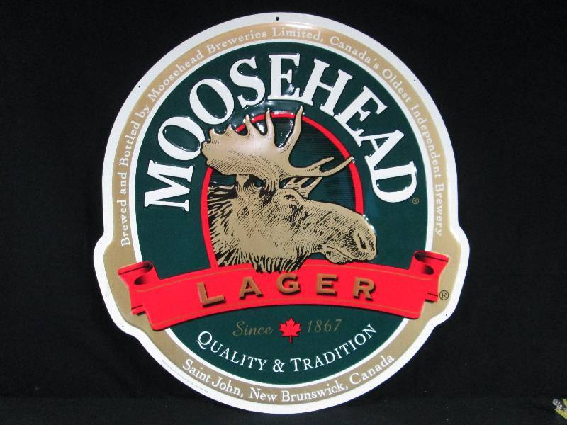 lot 180 image: Moosehead Beer Embossed Tin Sign