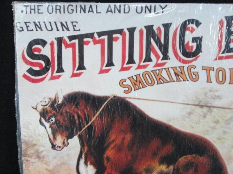 lot 188 image: Sitting Bull Smoking tobacco Collectable Tin Sign