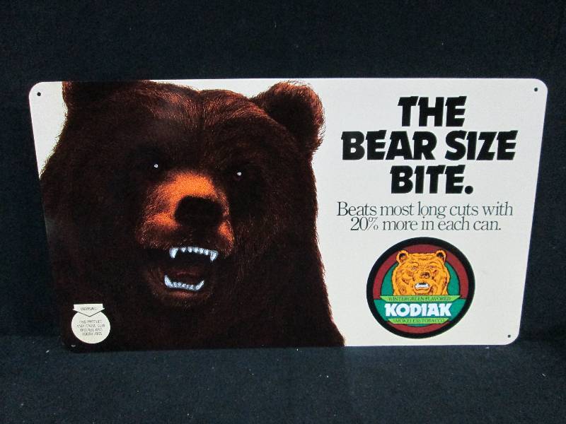 lot 189 image: Kodiak Tobacco Embossed Tin Sign