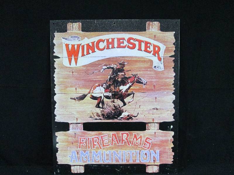 lot 200 image: Winchester Firearms Ammunition Collectable Tin Sign