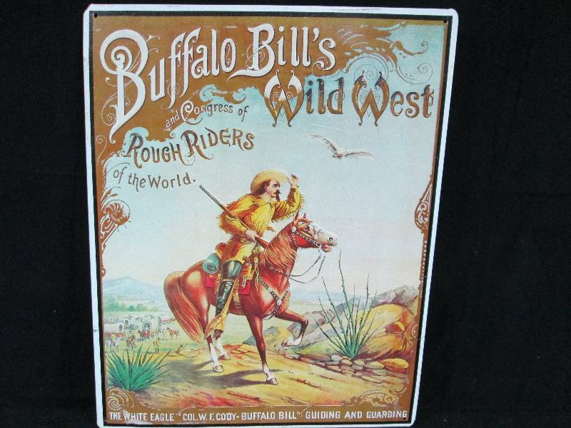 lot 206 image: Buffalo Bills Wild West Embossed Tin Sign