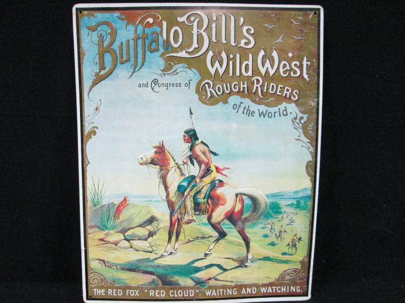 lot 207 image: Buffalo Bills Wild West Embossed Tin Sign