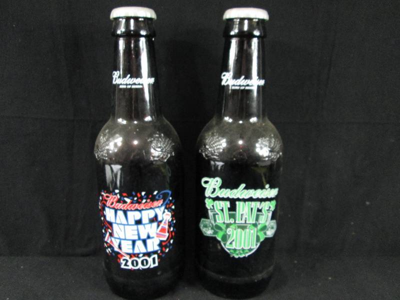 lot 221 image: 2 Large Budweiser Beer Bottles-Piggy banks