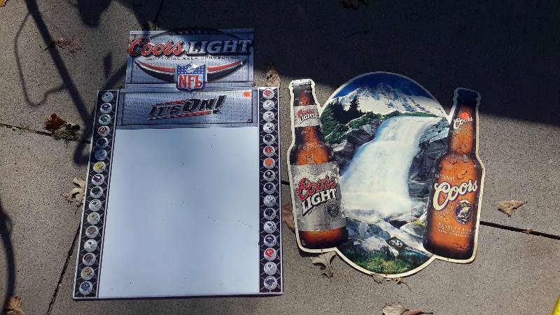 Aluminum large Coors light NFL sign and Coors waterfall sign.