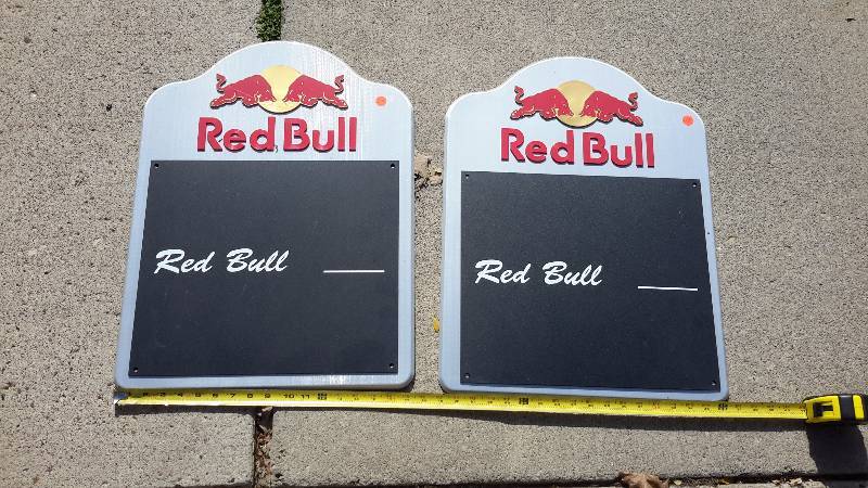 Pair of aluminum back chalkboard signs-like new