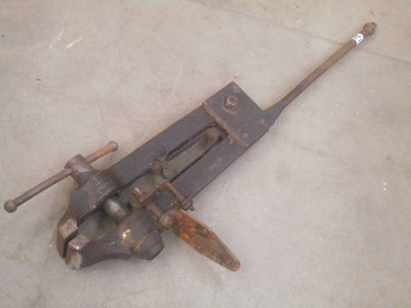 lot 12 image: Vintage Heavy Duty Vise, 42 Length...