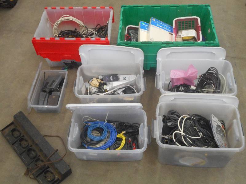 lot 84 image: (7) Totes Of Assorted Electronics C...