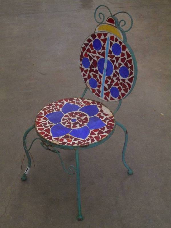 lot 94 image: Toddlers Steel-Framed Mosaic Chair,...