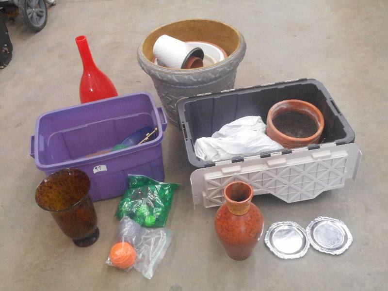 lot 97 image: (2) Totes Of Assorted Planting Pots...