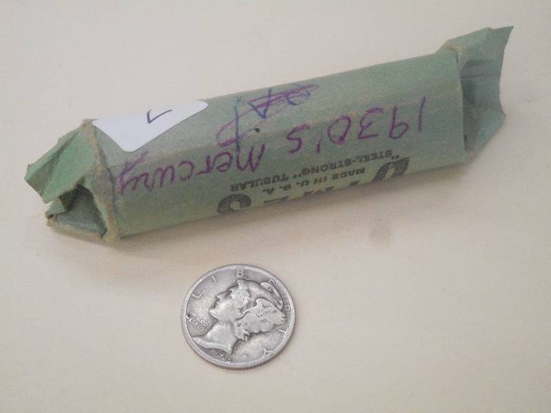 Partial Roll Of 1930s Silver Dimes...