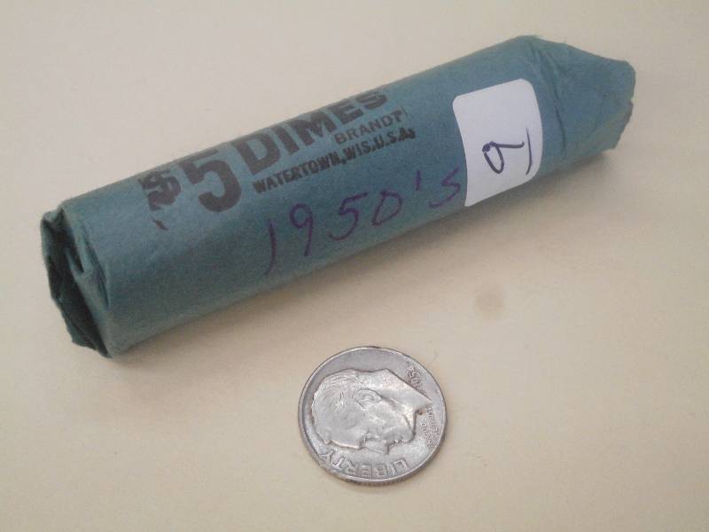 Partial Roll Of 1950s Silver Dimes...