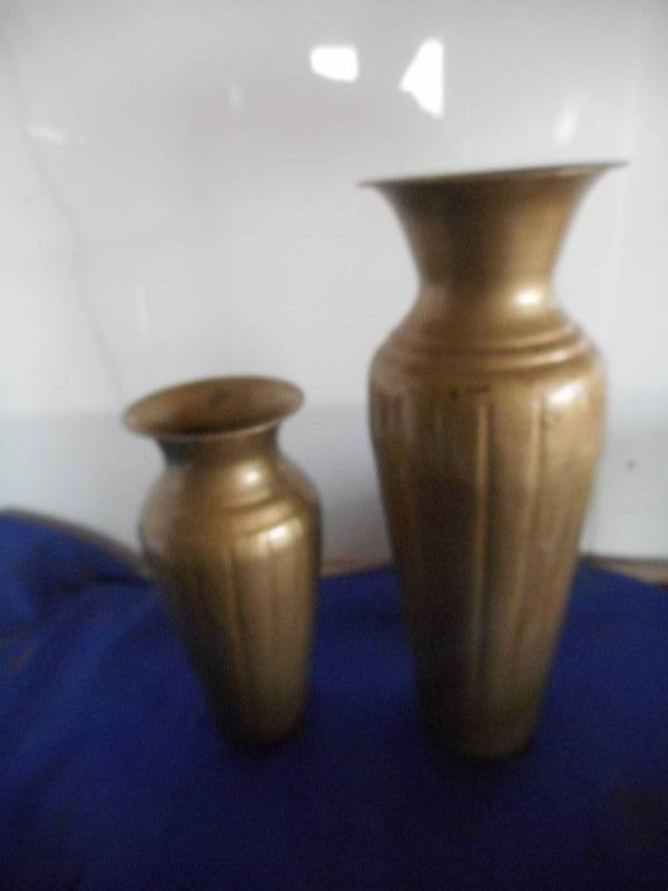 2 METAL VASES
