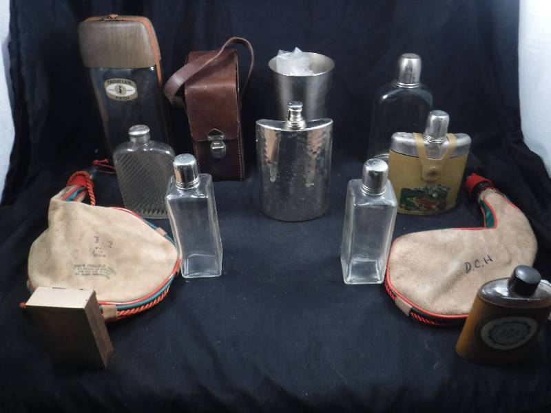 lot 53 image: Vintage Liquor Flasks, Bottles, Etc.