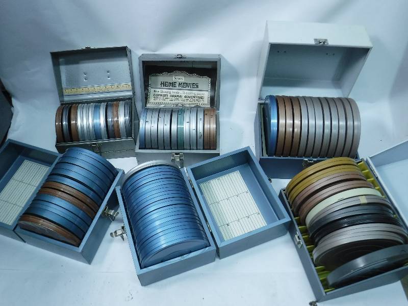 lot 76 image: Lot of 8mm Home Videos w Carrying Cases - Charlie Chaplin, Laurel & Hardy, Little Rascals