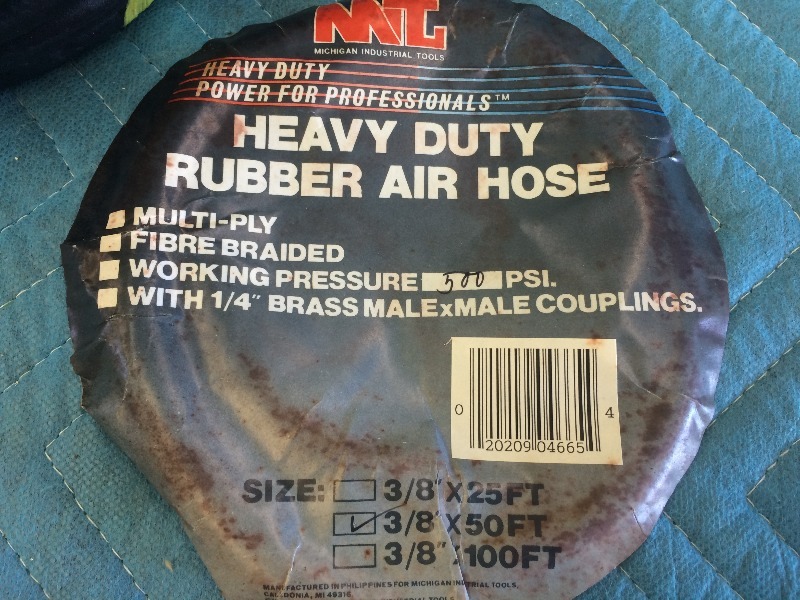lot 51 image: Heavy Duty Rubber Air Hose  38 x 50ft  500 psi   NEW