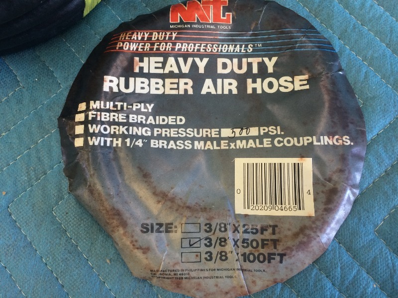 lot 52 image: Heavy Duty Rubber Air Hose  38 x 50ft  500 psi   NEW