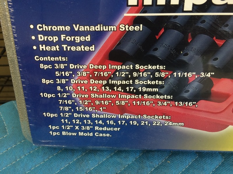 lot 116 image: Impact Socket Set   38pc   NEW