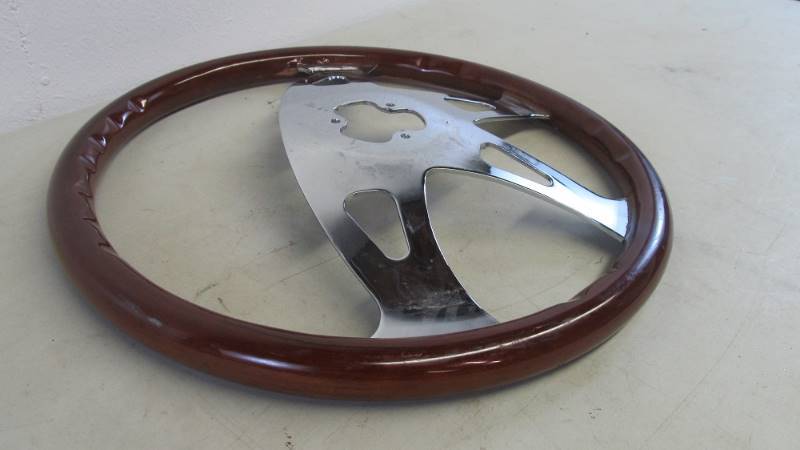 Vintage Wood & Chrome Steering Wheel