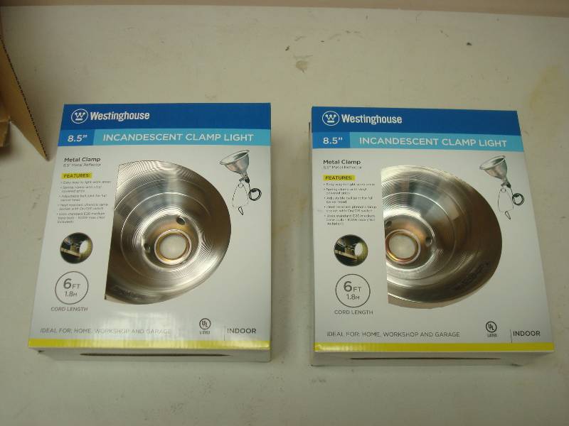 lot 5 image: Pair Of Westinghouse Incandescent Clamp Lamp, New