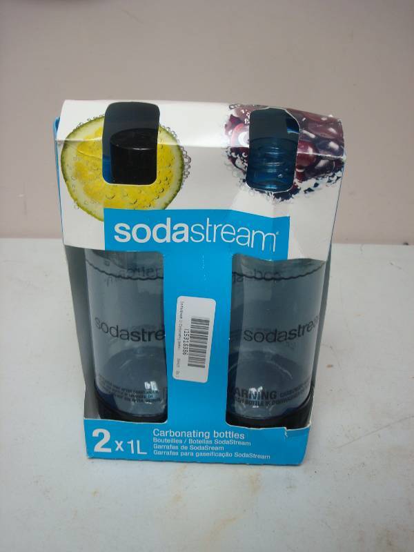 lot 11 image: Two Unused Soda Stream Bottles, One Missing Cap