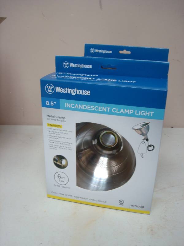 lot 13 image: Pair On Incandescent Clamp Lamps, New