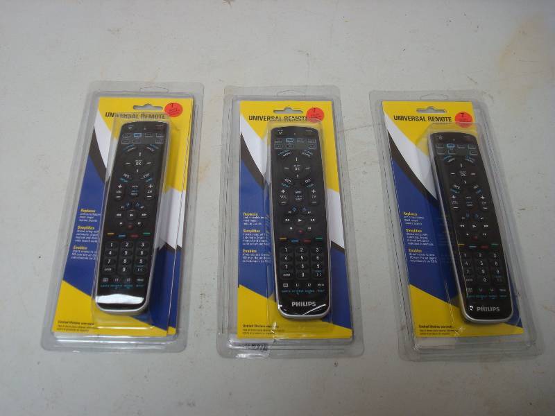 lot 34 image: Lot Of Three Philips 7 Way Universal Remotes, New