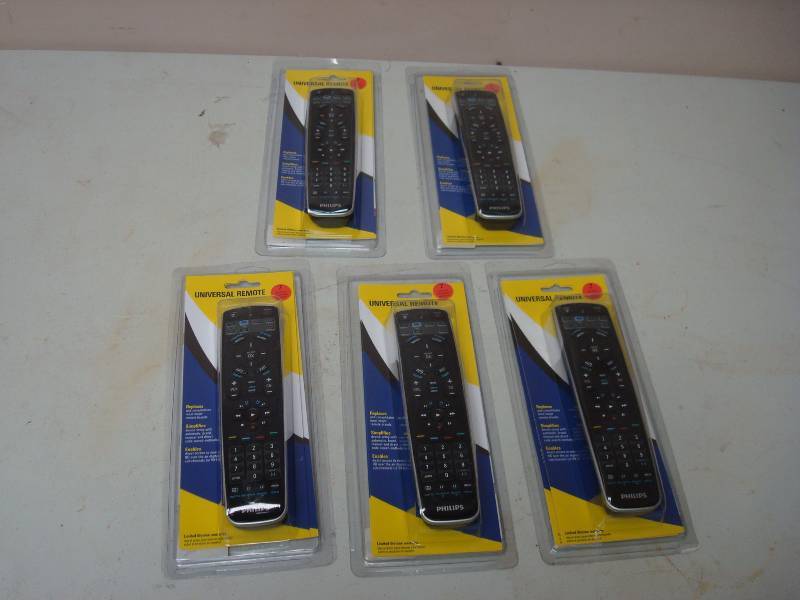 lot 35 image: Lot Of Five Philips 7 Way Universal Remotes, New