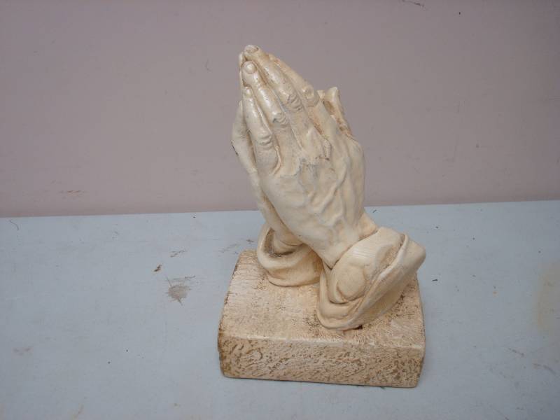lot 69 image: Pair Of Praying Hands Statue, Chipped Finger Tip