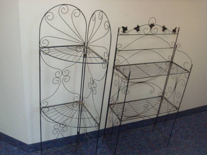 lot 74 image: Pair Of Metal Wire Plant Stands