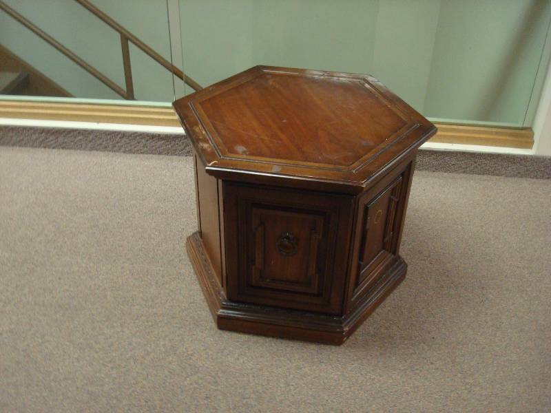 lot 86 image: Hexagon End Table, Used, Some Wear